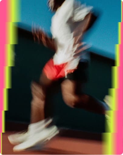 Runner in motion with colorful gradient effect