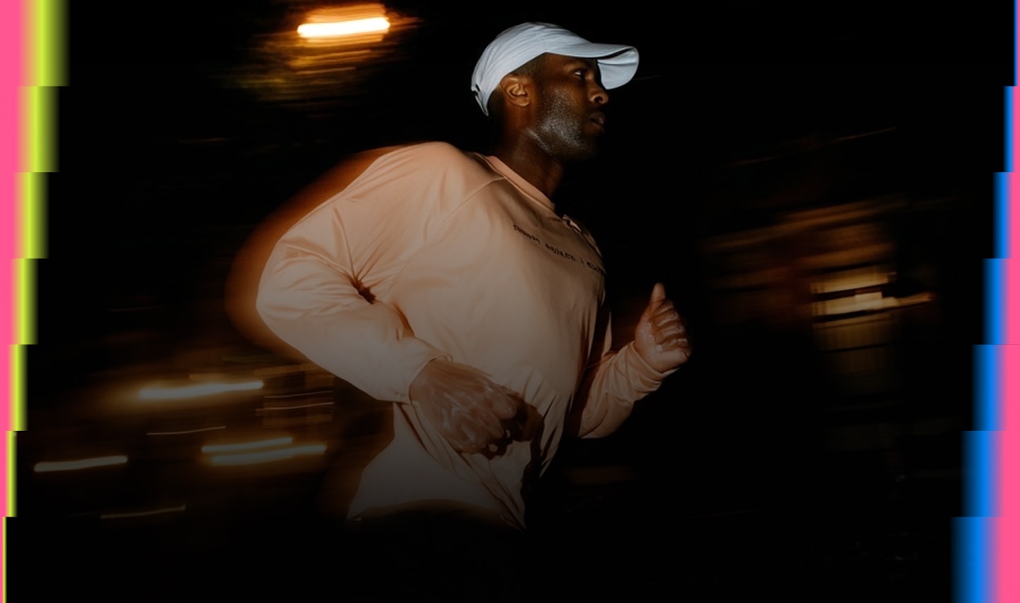 Runner in motion with colorful gradient effects