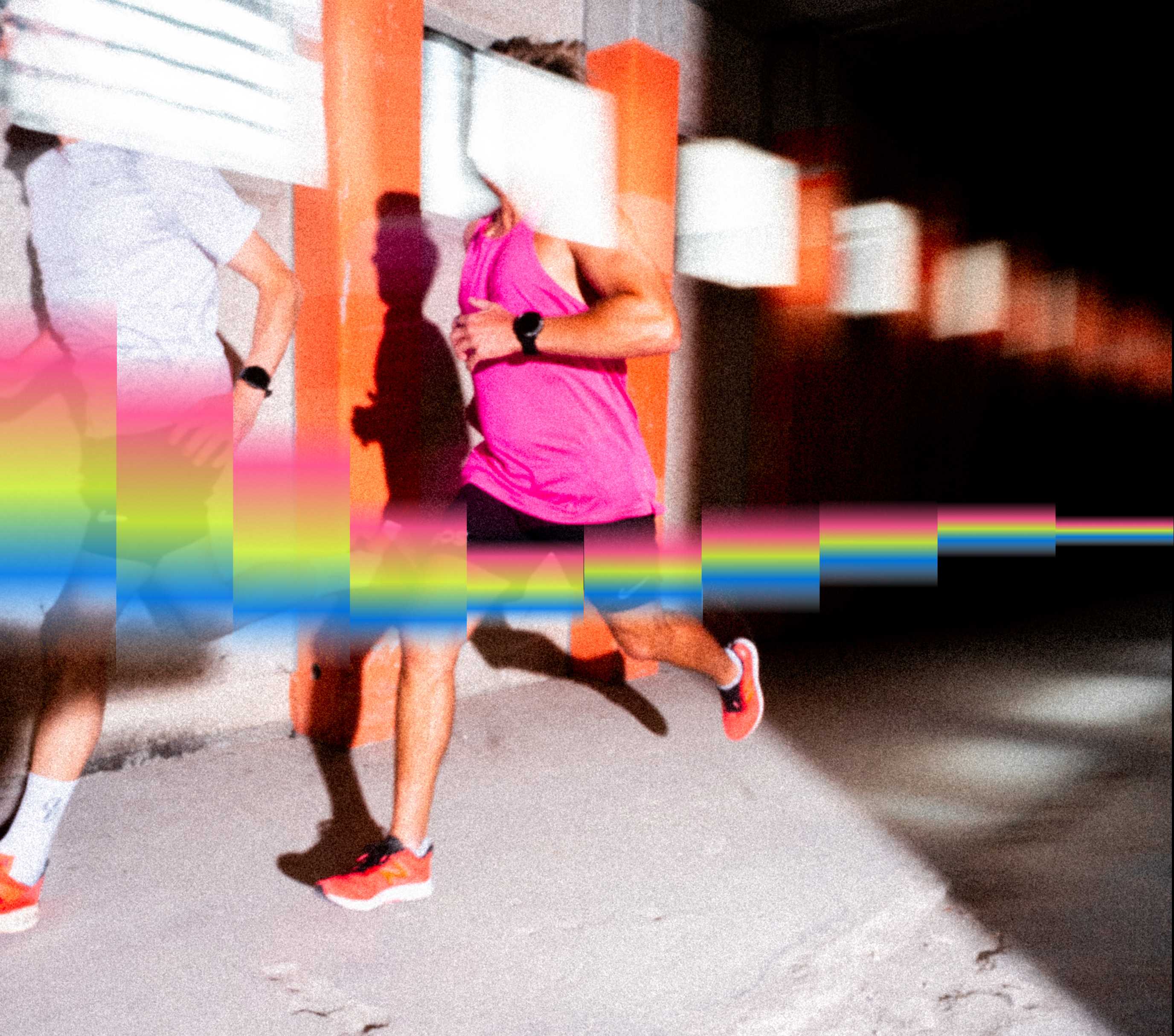 Runner with colorful motion effects