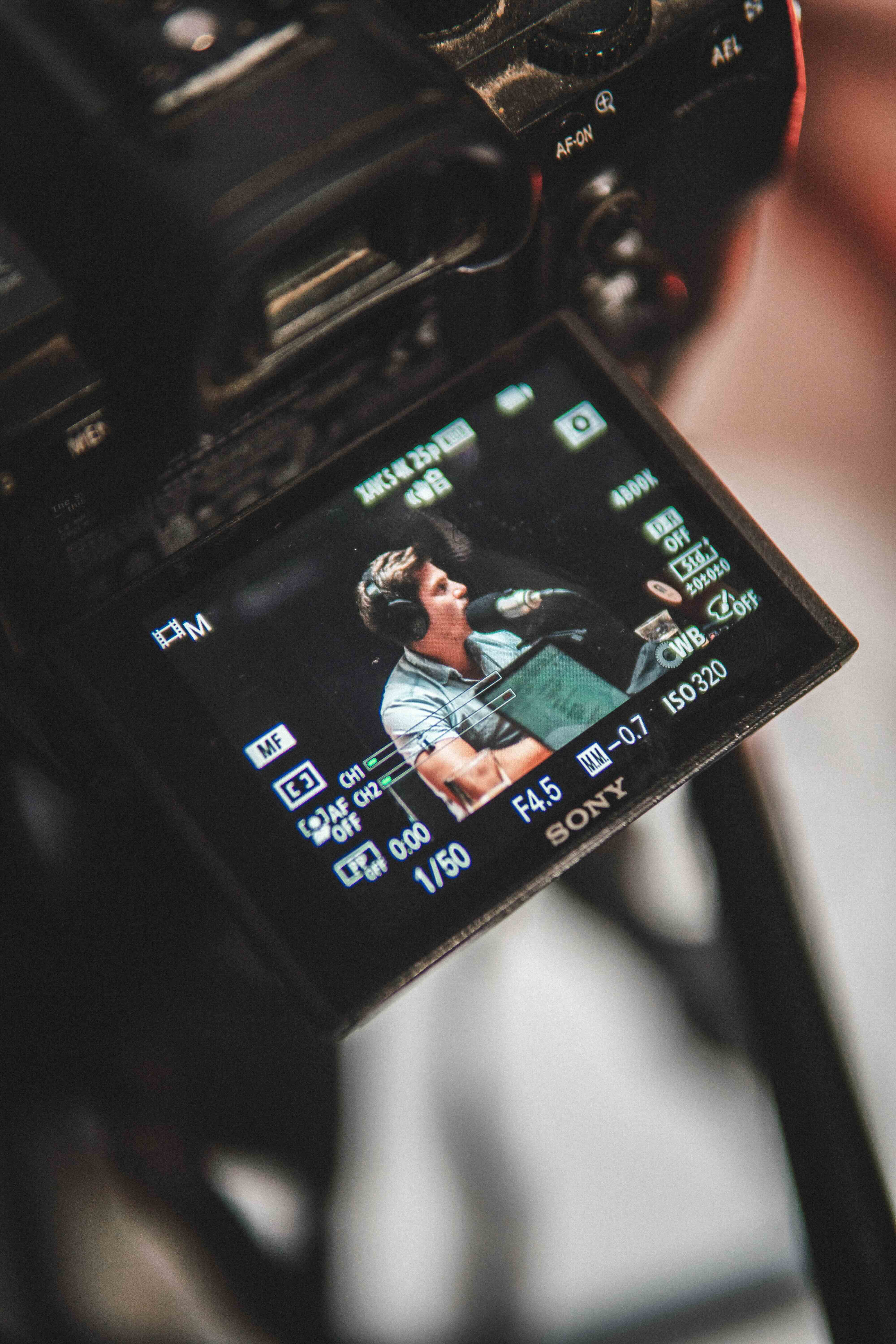 Camera viewfinder tijdens opname